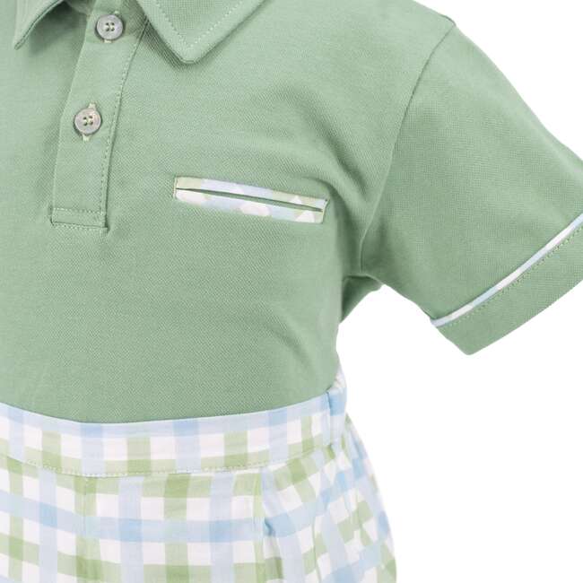 Gardener Boy Polo Set, Green - Mixed Apparel Set - 4