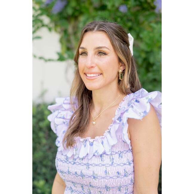 Positano Women's Flutter Sleeve Violet Dress, Lavender - Dresses - 2