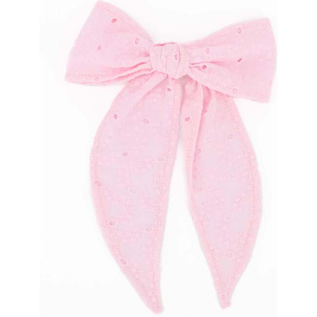 Il Pellicano Hair Bow, Pink Eyelet - Bows - 1