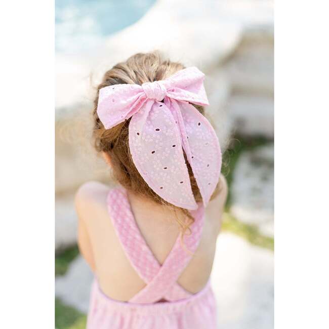 Il Pellicano Hair Bow, Pink Eyelet - Bows - 2