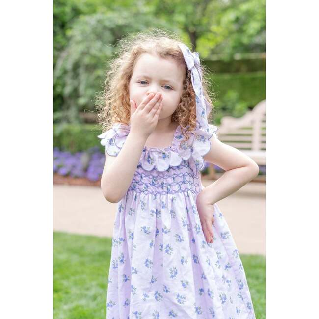 Positano Girls Flutter Sleeve Dress, Lavender Floral - Dresses - 2