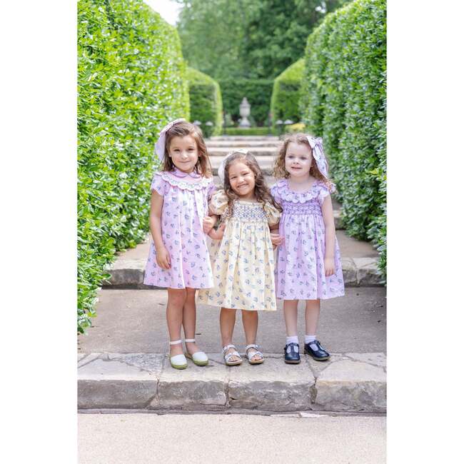 Positano Girls Flutter Sleeve Dress, Lavender Floral - Dresses - 5