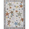 Star Gazer Geometric Machine-Washable Area Rug, Ivory/Blue/Orange - Rugs - 1 - thumbnail