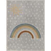 Minha Rainbow Dot Modern Machine-Washable Area Rug, Gray/Ivory/Yellow - Rugs - 1 - thumbnail