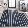 Rand Distressed Ticking Stripe Machine-Washable Area Rug, Navy/Gray - Rugs - 2
