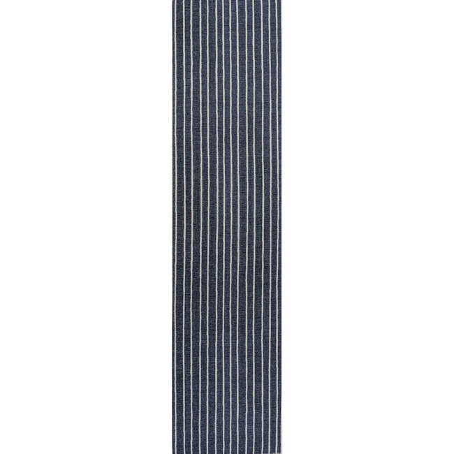 Rand Distressed Ticking Stripe Machine-Washable Area Rug, Navy/Gray - Rugs - 3