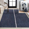 Linja Solid Centre Stripe Machine-Washable Area Rug, Navy/Gray - Rugs - 2 - thumbnail