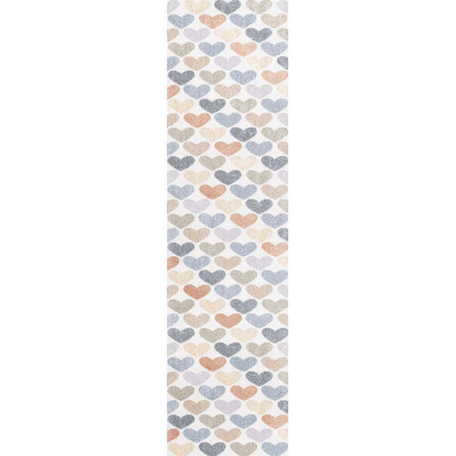 Dila Modern Hearts Geometric Machine-Washable Area Rug, Ivory/Blue/Orange - Rugs - 3