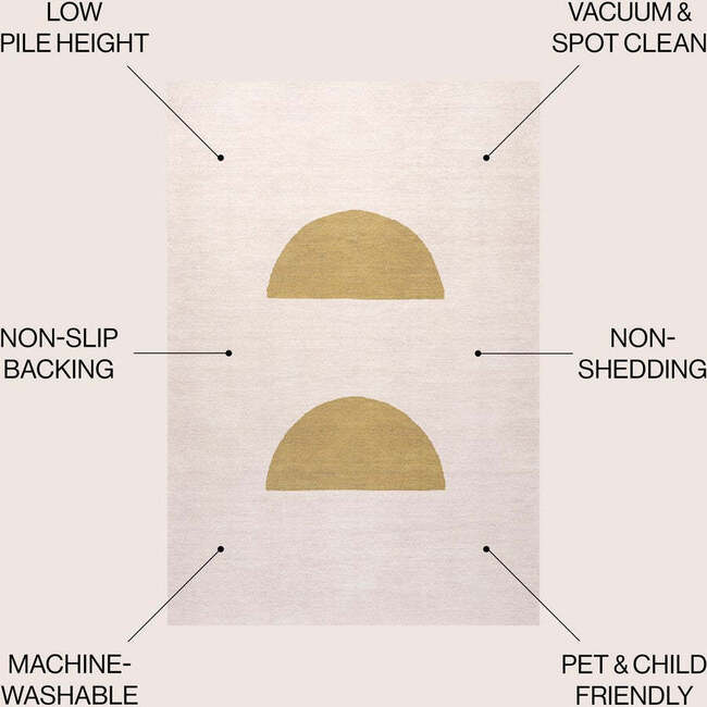 Luola Minimalist Geometric Machine-Washable Area Rug, Cream/Moss - Rugs - 5