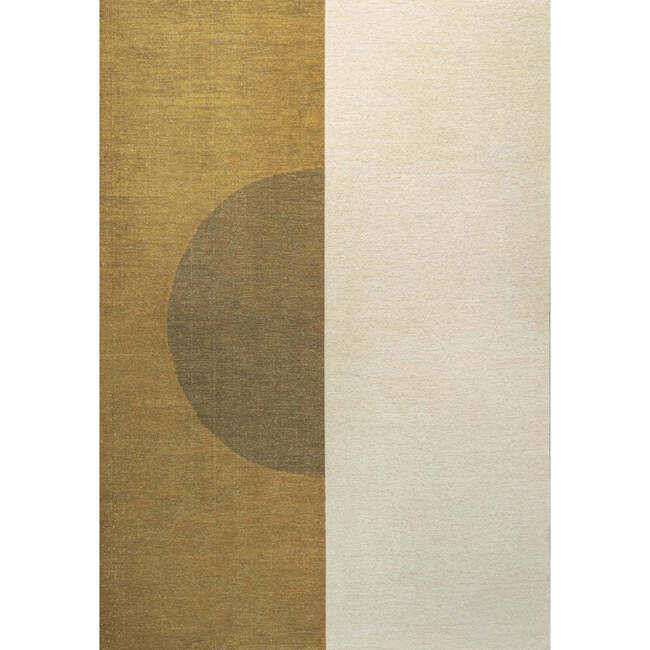 Demie Minimalist Graphic Circle Machine-Washable Area Rug, Brown/Cream/Terracotta