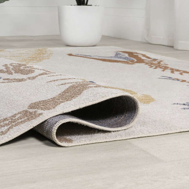 Kingdarr T-Rex Modern Kids Machine-Washable Area Rug, Cream/Multi - Rugs - 6