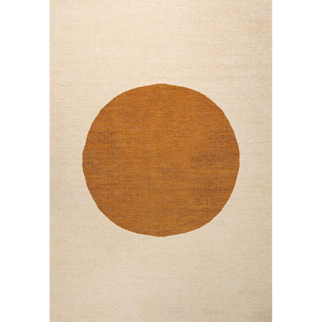 Cirkel Minimalist Geometric Dot Machine-Washable Area Rug, Cream/Terracotta