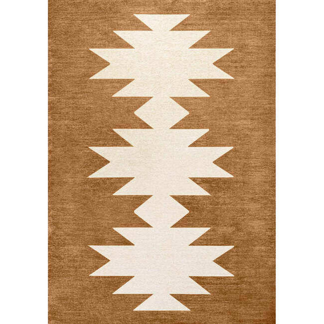 Chayton Minimalist Geometric Machine-Washable Area Rug, Terracotta/Cream