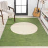 Cirkel Minimalist Geometric Dot Machine-Washable Area Rug, Green/Cream - Rugs - 2