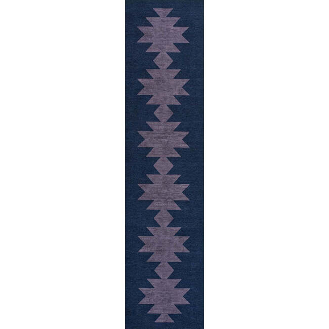 Chayton Minimalist Geometric Machine-Washable Area Rug, Navy/Purple - Rugs - 3