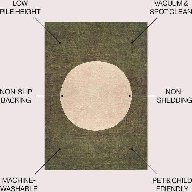 Cirkel Minimalist Geometric Dot Machine-Washable Area Rug, Green/Cream - Rugs - 5