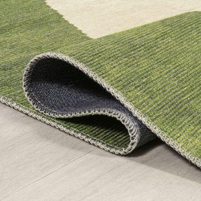 Cirkel Minimalist Geometric Dot Machine-Washable Area Rug, Green/Cream - Rugs - 6