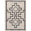 Ashkii Minimalist Medallion Machine-Washable Area Rug, Ivory/Dark Gray - Rugs - 1 - thumbnail