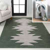 Chayton Minimalist Geometric Machine-Washable Area Rug, Dark Green/Light Grey - Rugs - 2 - thumbnail