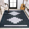 Adriel Geometric Medallion Machine-Washable Area Rug, Navy/Light Gray - Rugs - 2 - thumbnail