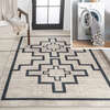 Ashkii Minimalist Medallion Machine-Washable Area Rug, Ivory/Dark Gray - Rugs - 2 - thumbnail