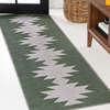 Chayton Minimalist Geometric Machine-Washable Area Rug, Dark Green/Light Grey - Rugs - 4 - thumbnail