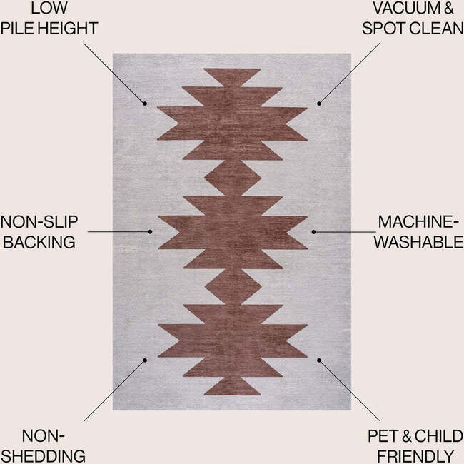 Chayton Minimalist Geometric Machine-Washable Area Rug, Grey/Brown - Rugs - 5
