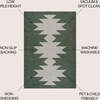 Chayton Minimalist Geometric Machine-Washable Area Rug, Dark Green/Light Grey - Rugs - 5 - thumbnail