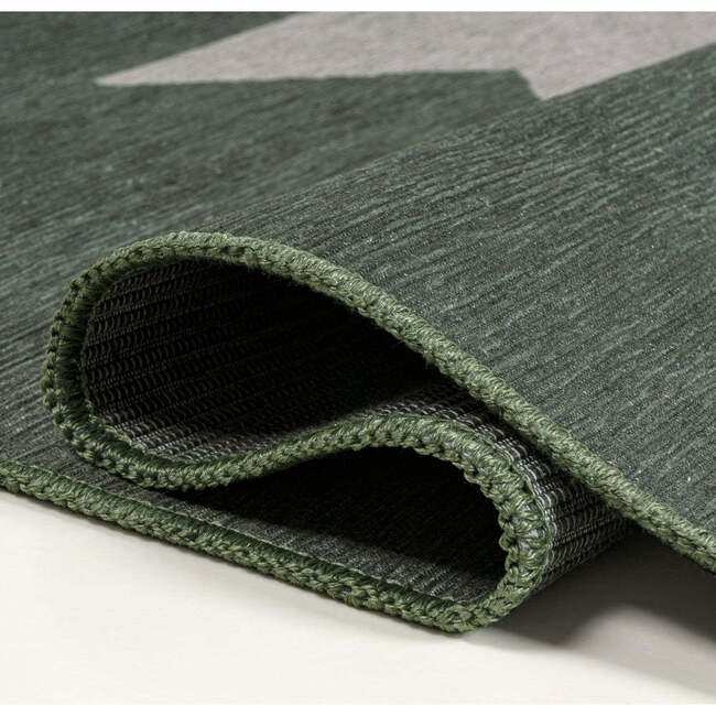 Chayton Minimalist Geometric Machine-Washable Area Rug, Dark Green/Light Grey - Rugs - 6