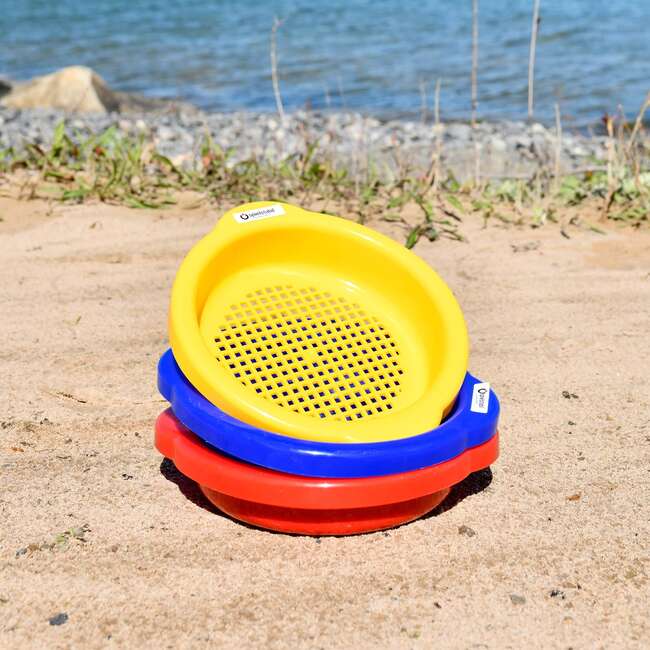 Small Sand Sieve 3 Pack (1 red, 1 yellow, 1 blue)