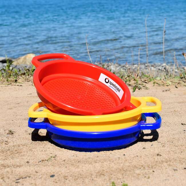 Large Sand Sieve 3 Pack (1 red, 1 blue, 1 yellow)