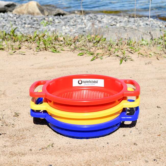 Large Sand Sieve 3 Pack (1 red, 1 blue, 1 yellow) - Water Toys - 3