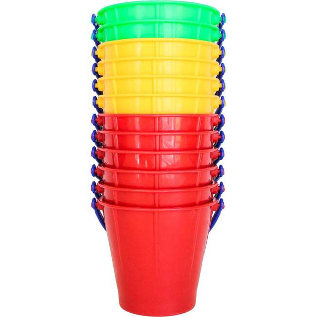 Large Sand Pail 12 Pack (6 red, 4 yellow, 2 green) - Water Toys - 3