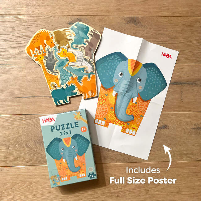 Elephant 2-in-1 Wooden Puzzle - Wooden Puzzles - 5