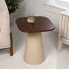 Skye 18" Modern Rustic Square Wood/Metal Accent Table, Walnut Wood/Warm Ivory - Accent Tables - 2