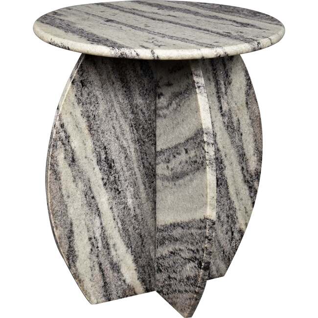 Venus 17.5" Contemporary Natural Marble Handmade X-Shaped End Table, Gray/Black