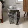 Venus 17.5" Contemporary Natural Marble Handmade X-Shaped End Table, Gray/Black - Accent Tables - 2