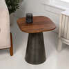 Skye 18" Modern Rustic Square Wood/Metal Accent Table, Honey Wood/Oxidized Nickel - Accent Tables - 2