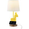 Sahara 17.5" Mid-Century Vintage Iron/Resin Giraffe LED Kids' Table Lamp with Phone Stand and USB Charging Port, Yellow - Lighting - 1 - thumbnail