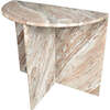 Patrice 20" Art Deco Minimalist Natural Marble Handmade Demilune Side Table, Pink/Beige/White - Accent Tables - 1 - thumbnail