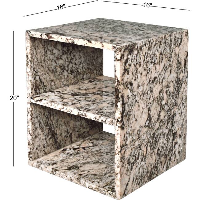Sloane 20" Modern Natural Marble Handmade Rectangular 2-Shelf End Table, Beige/Dark Taupe - Accent Tables - 4