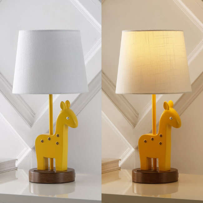 Sahara 17.5" Mid-Century Vintage Iron/Resin Giraffe LED Kids' Table Lamp with Phone Stand and USB Charging Port, Yellow - Lighting - 5