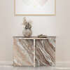 Patrice 20" Art Deco Minimalist Natural Marble Handmade Demilune Side Table, Pink/Beige/White - Accent Tables - 3