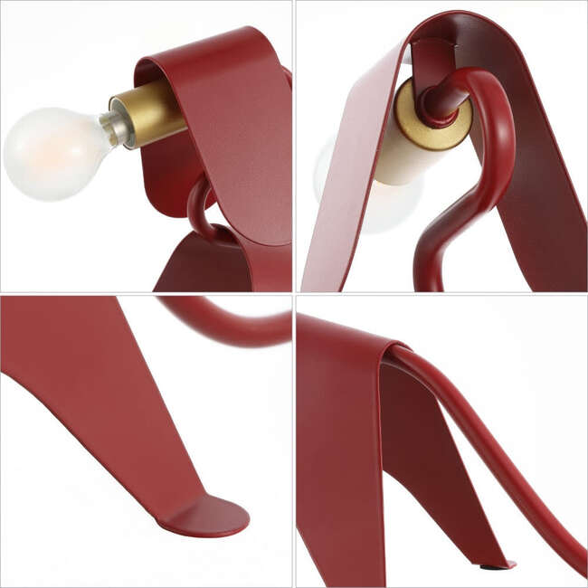 Rover 10" Modern Industrial Iron Canine LED Kids' Lamp, Red - Lighting - 4