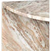 Patrice 20" Art Deco Minimalist Natural Marble Handmade Demilune Side Table, Pink/Beige/White - Accent Tables - 4