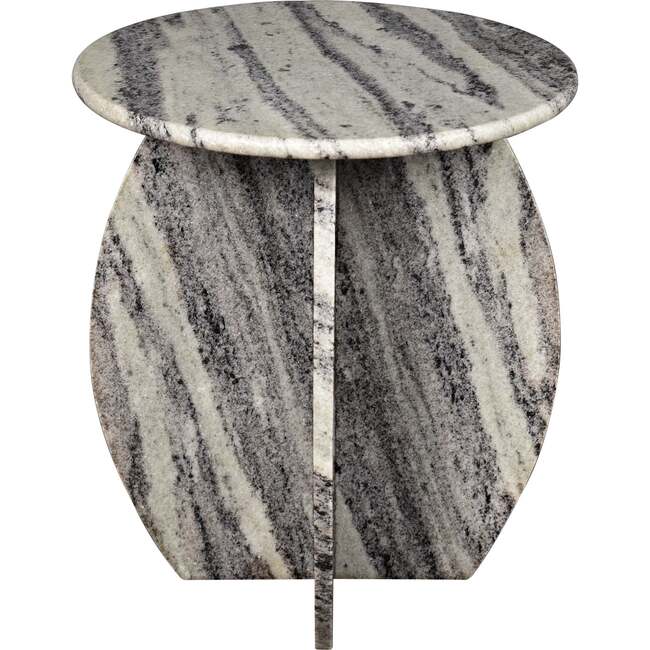 Venus 17.5" Contemporary Natural Marble Handmade X-Shaped End Table, Gray/Black - Accent Tables - 5