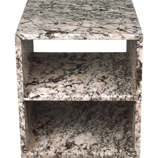 Sloane 20" Modern Natural Marble Handmade Rectangular 2-Shelf End Table, Beige/Dark Taupe - Accent Tables - 6