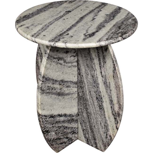 Venus 17.5" Contemporary Natural Marble Handmade X-Shaped End Table, Gray/Black - Accent Tables - 6