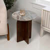 Naomi 18" Rustic Minimalist Marble/Wood X-Base Accent Table, White Marble/Walnut Wood - Accent Tables - 2 - thumbnail