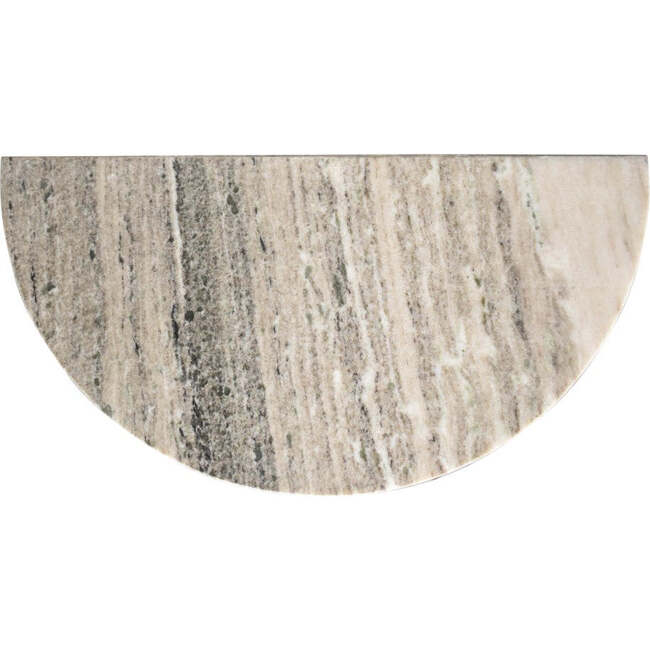 Patrice 20" Art Deco Minimalist Natural Marble Handmade Demilune Side Table, Gray/Beige - Accent Tables - 7